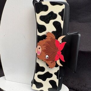 Cow Pattern Hair Clip with Red Bow